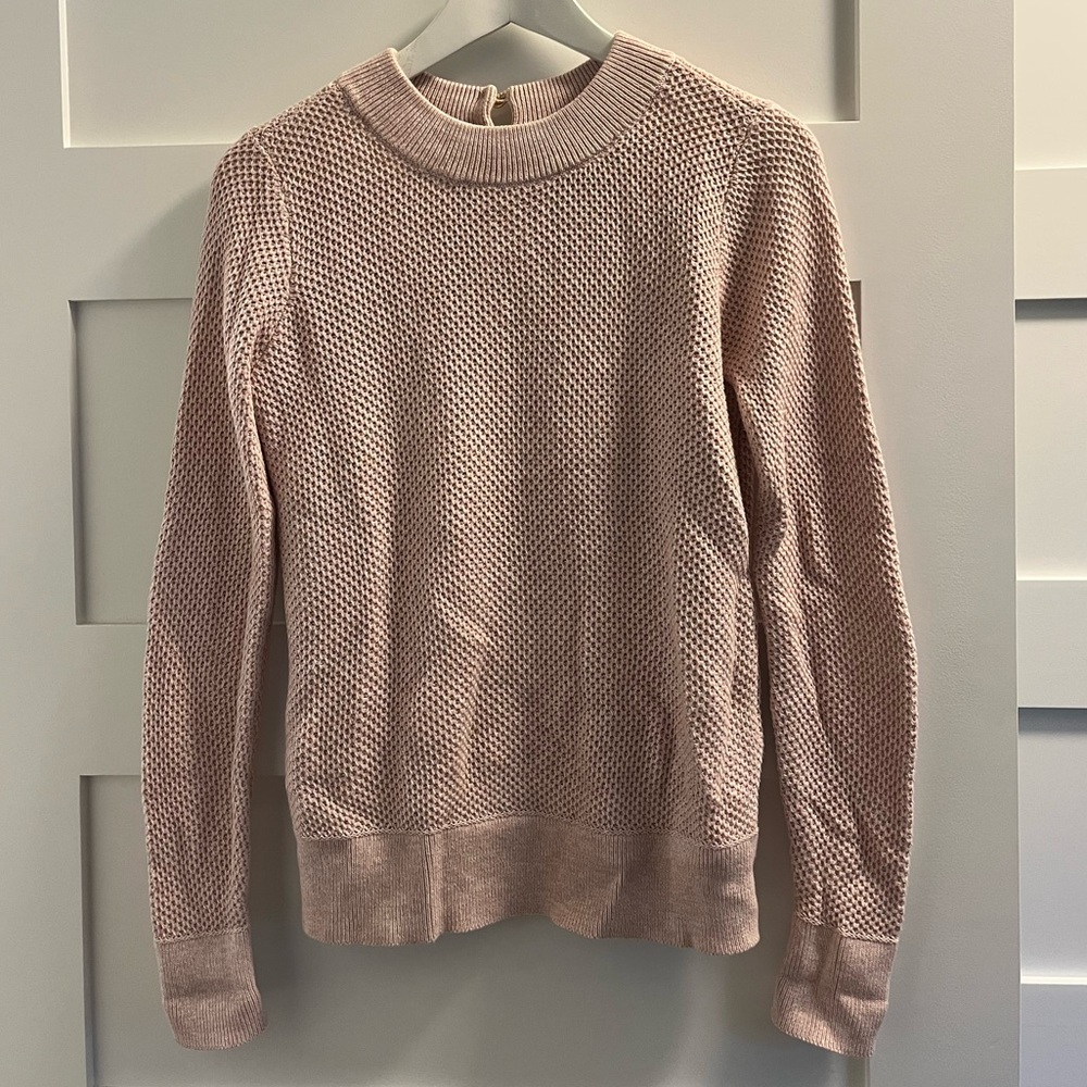 LOFT Textured Blush Crew Neck Sweater